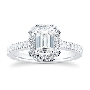 Mappin & Webb Amelia Platinum 1.40ct Diamond Emerald Cut Engagement Ring