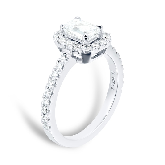 Mappin & Webb Amelia Platinum 1.40ct Diamond Emerald Cut Engagement Ring