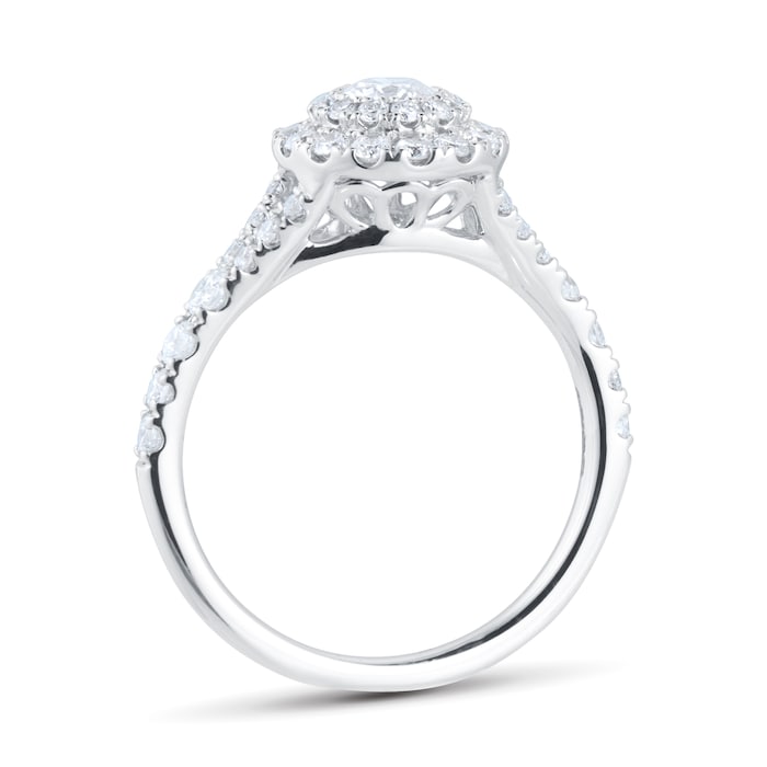 Goldsmiths 18ct White Gold Princess Cut 0.79cttw Diamond Double Halo Engagement Ring