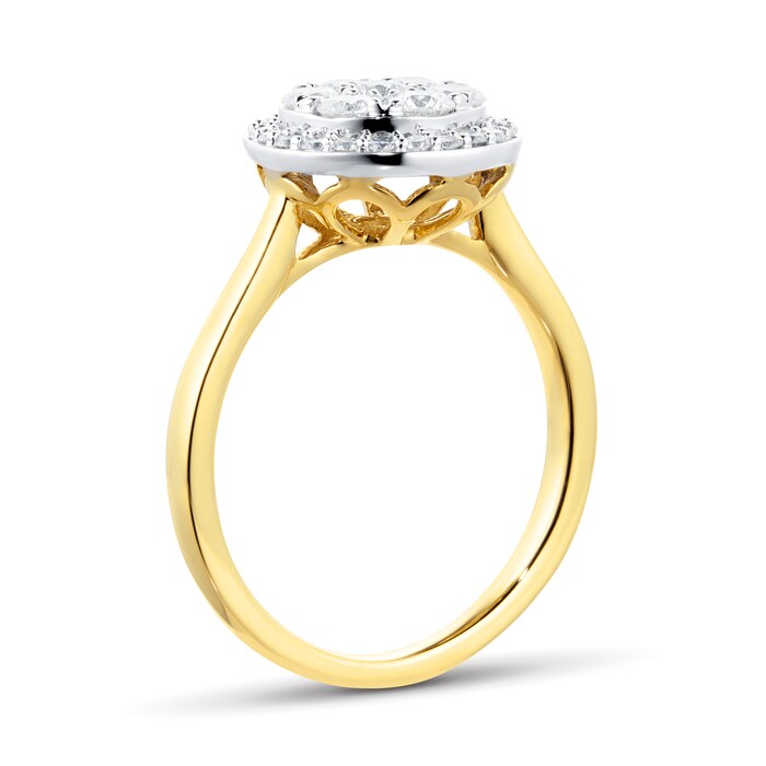 Goldsmiths 18ct Yellow Gold 0.75ct Diamond Cluster Engagaement Ring