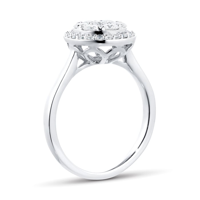 Goldsmiths 18ct White Gold 0.75ct Diamond Cluster Engagement Ring