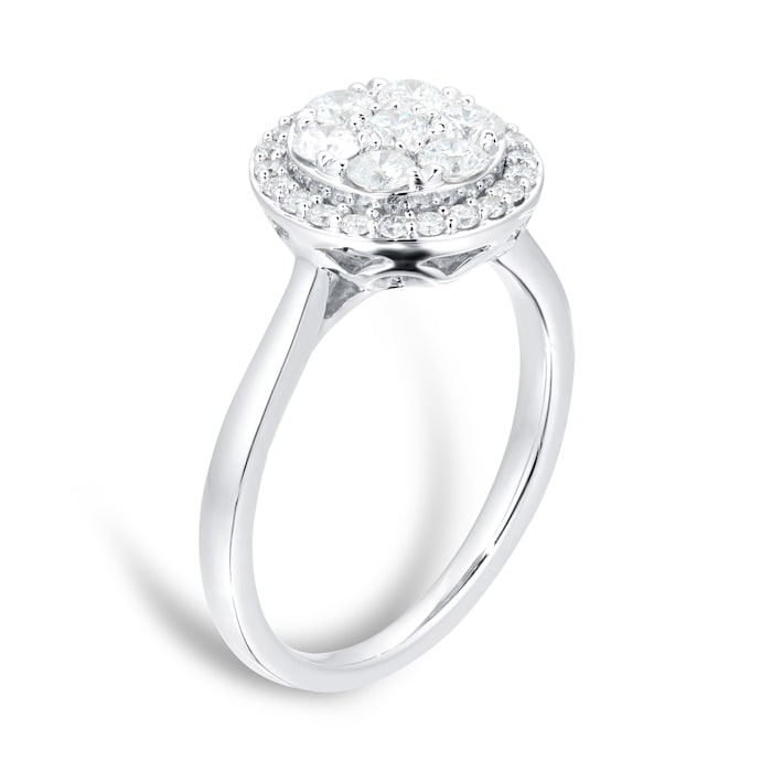Goldsmiths 18ct White Gold 0.75ct Diamond Cluster Engagement Ring
