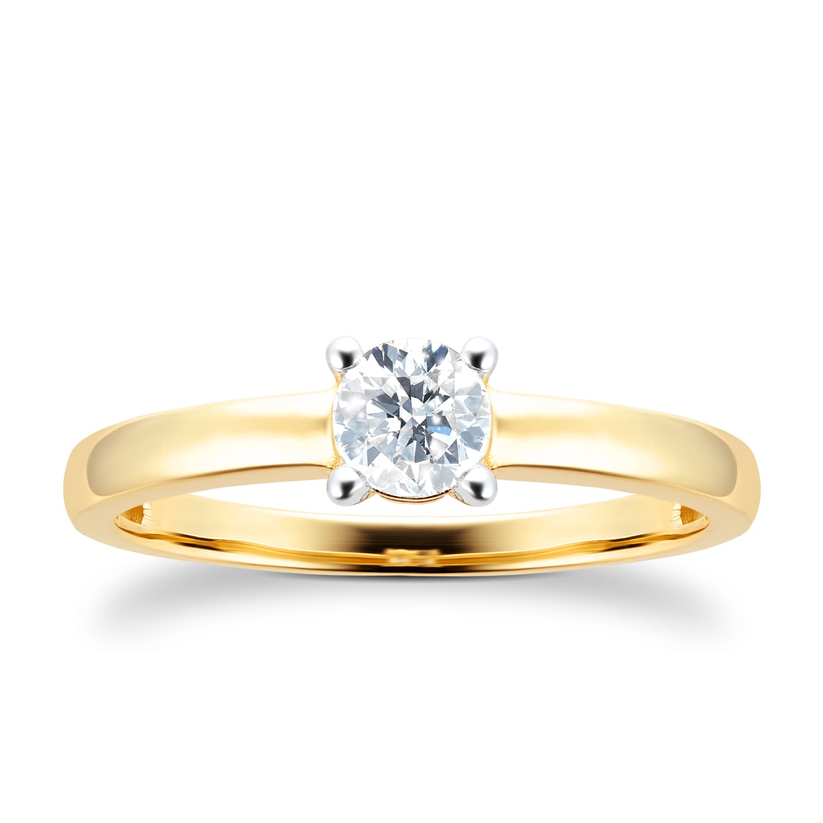 18ct Yellow Gold 0.40ct Solitaire Engagement Ring - Ring Size N