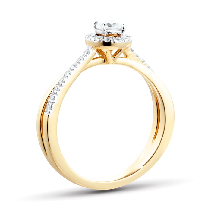 Goldsmiths 18ct Yellow Gold 0.40ct Round Halo Engagement Ring