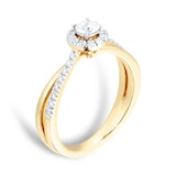 Goldsmiths 18ct Yellow Gold 0.40ct Round Halo Engagement Ring