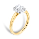 Goldsmiths 18ct Yellow Gold 0.90cttw Diamond Emerald Cut Halo Ring