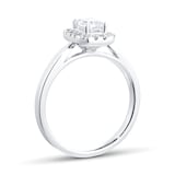 Goldsmiths 18ct White Gold 0.90cttw Diamond Emerald Cut Halo Ring