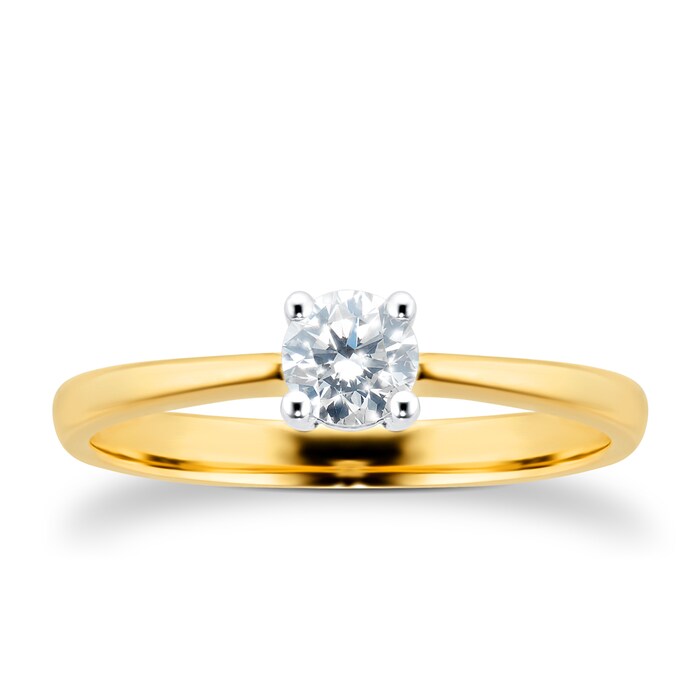 Goldsmiths 18ct Yellow Gold 0.25ct Diamond Solitaire Engagement Ring