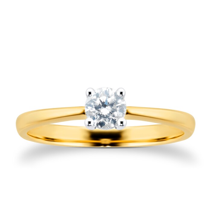 Goldsmiths 18ct Yellow Gold 0.25ct Diamond Solitaire Engagement Ring