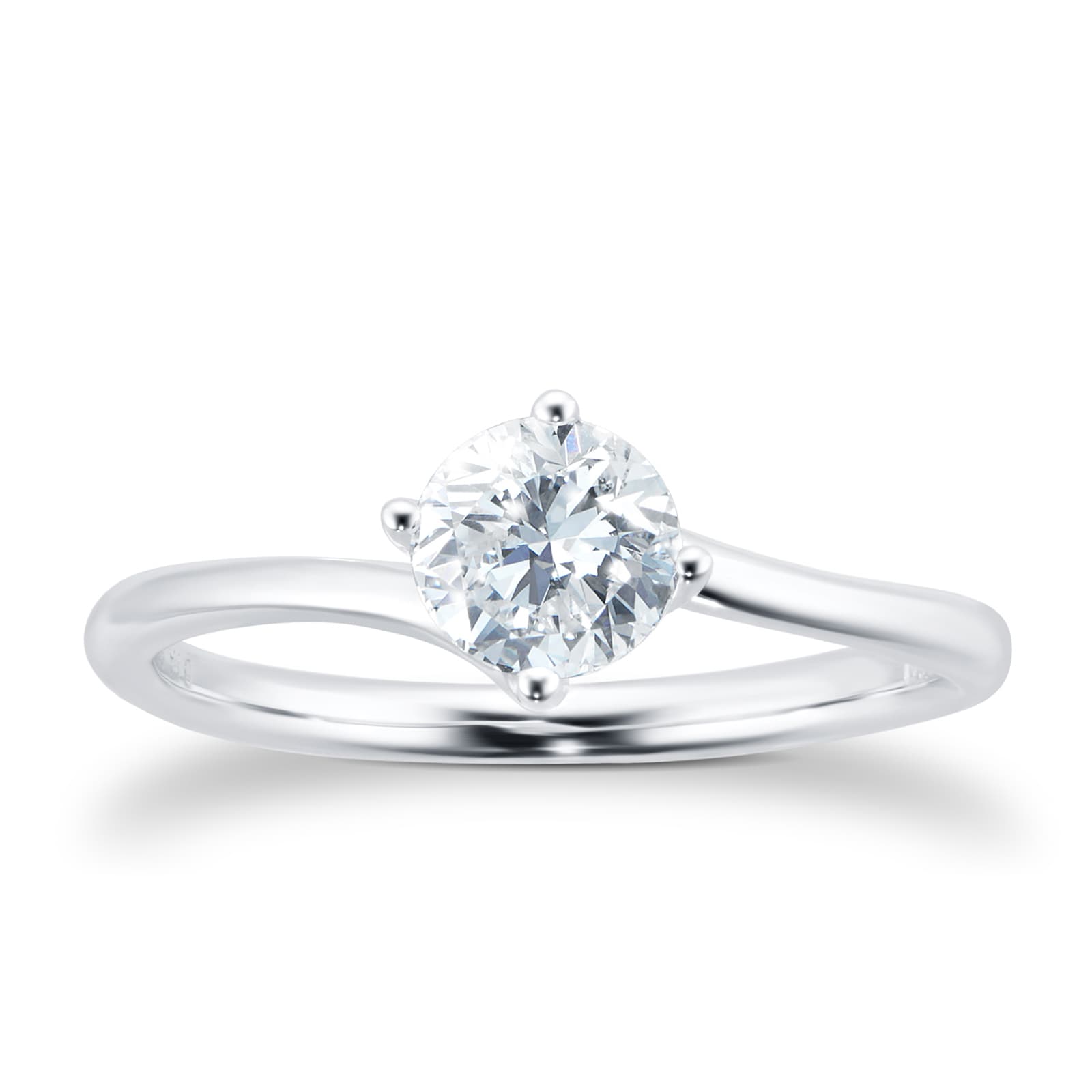 18ct White Gold 0.50ct Diamond Solitaire Engagement Ring - Ring Size P
