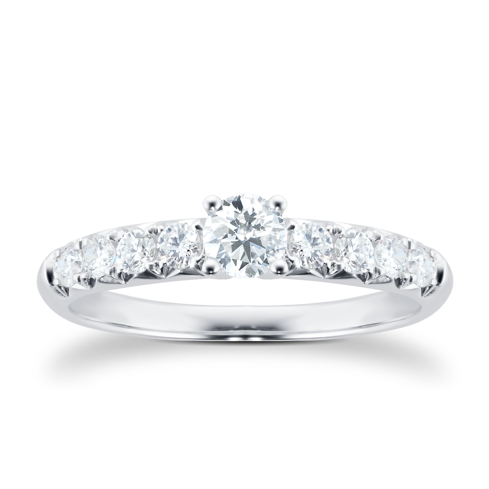 18ct White Gold 0.50ct Diamond Set Shoulder Engagement Ring - Ring Size P