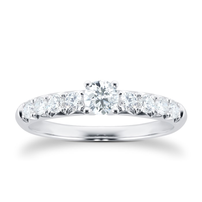 Goldsmiths 18ct White Gold 0.50ct Diamond Set Shoulder Engagement Ring