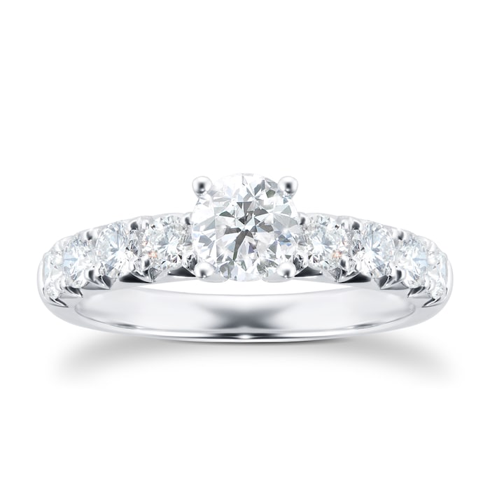 Goldsmiths 18ct White Gold 1.00ct Diamond Set Shoulder Engagement Ring