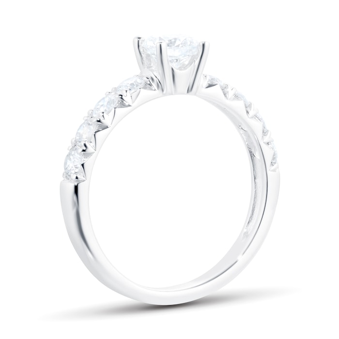 Goldsmiths 18ct White Gold 1.00ct Diamond Set Shoulder Engagement Ring - Ring Size P
