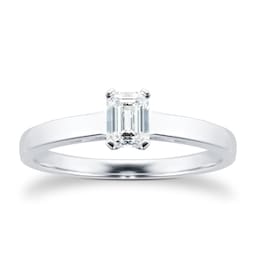 06018993 - 18ct White Gold 0.33ct Emerald Cut Diamond Solitaire Engagement Ring