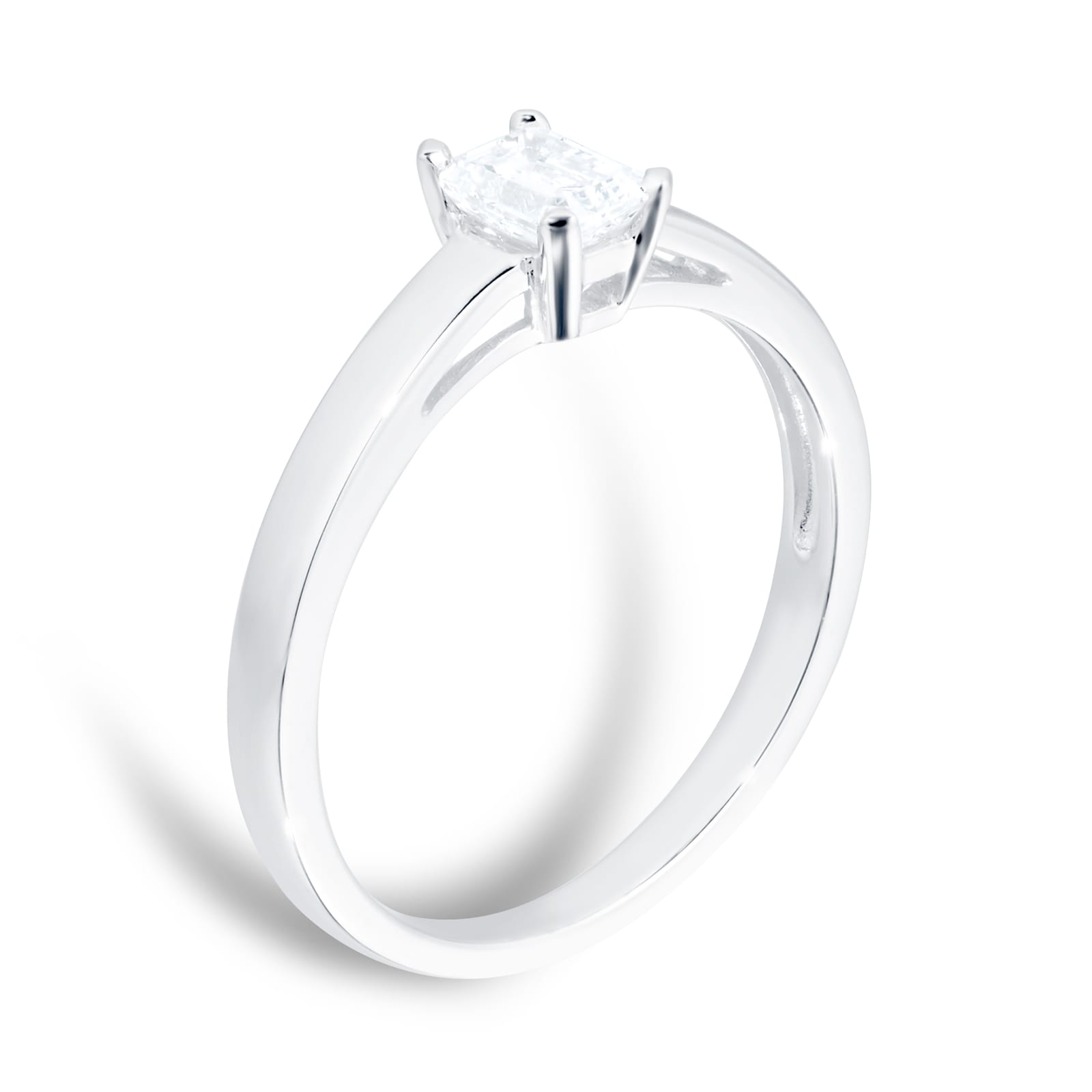 Goldsmiths 18ct White Gold 0.33ct Emerald Cut Diamond Solitaire Engagement Ring Goldsmiths 18ct White Gold 0.33ct Emerald Cut Diamond Solitaire Engagement Ring