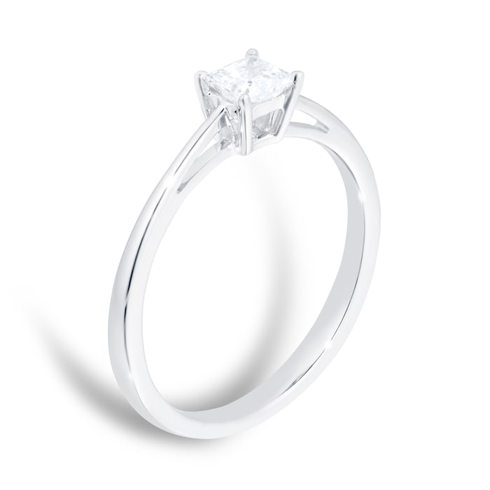 Goldsmiths 18ct White Gold 0.25ct Princess Cut Diamond Engagement Ring