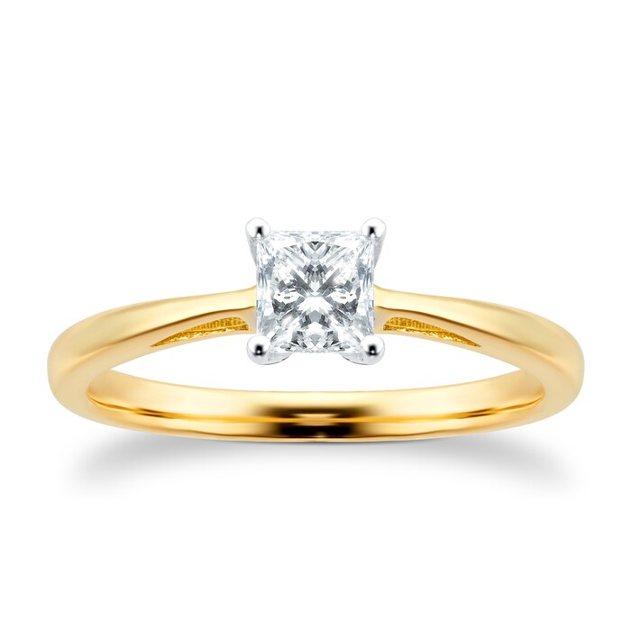 Goldsmiths 18ct Yellow Gold 0.50ct Princess Cut Diamond Engagement Ring