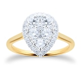 Goldsmiths 18ct Yellow Gold 0.75cttw Pear Cluster Diamond Ring