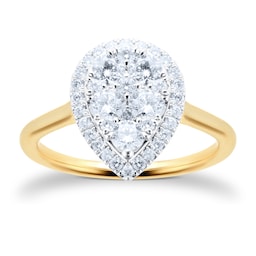 06019047 - 18ct Yellow Gold 0.75cttw Pear Cluster Diamond Ring