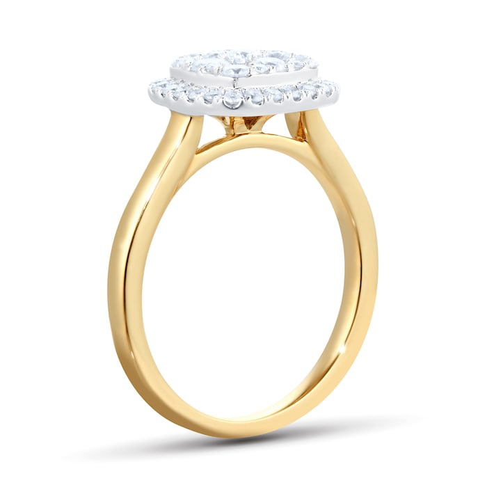 Goldsmiths 18ct Yellow Gold  0.75ct Cushion Cluster Diamond Ring