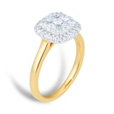 Goldsmiths 18ct Yellow Gold  0.75ct Cushion Cluster Diamond Ring