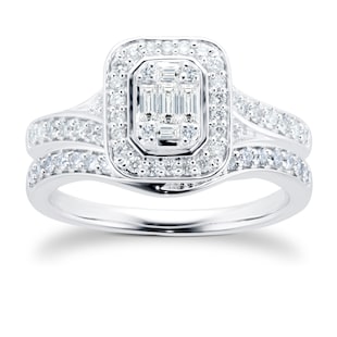 Goldsmiths 18ct White Gold 0.50cttw Diamond Mixed Cut Bridal Set