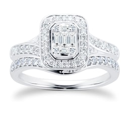 06019049 - 18ct White Gold 0.50cttw Diamond Mixed Cut Bridal Set