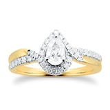 Goldsmiths 18ct Yellow Gold 0.66cttw Diamond Pear Cut Double Row Halo Ring