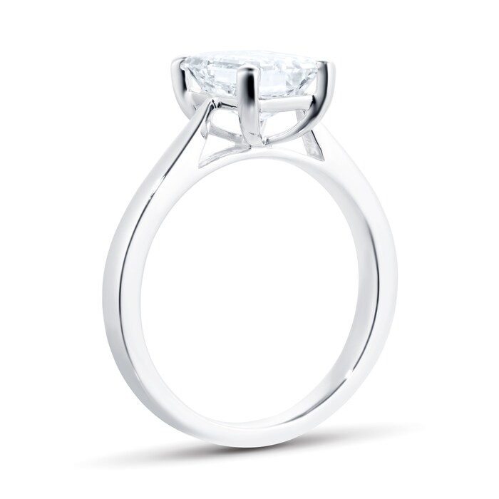 Mappin & Webb Platinum 2.00ct Emerald Cut Diamond 4 Claw Solitaire Engagement Ring