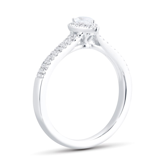 Goldsmiths 18ct White Gold 0.40cttw Diamond Pear Cut Halo Ring