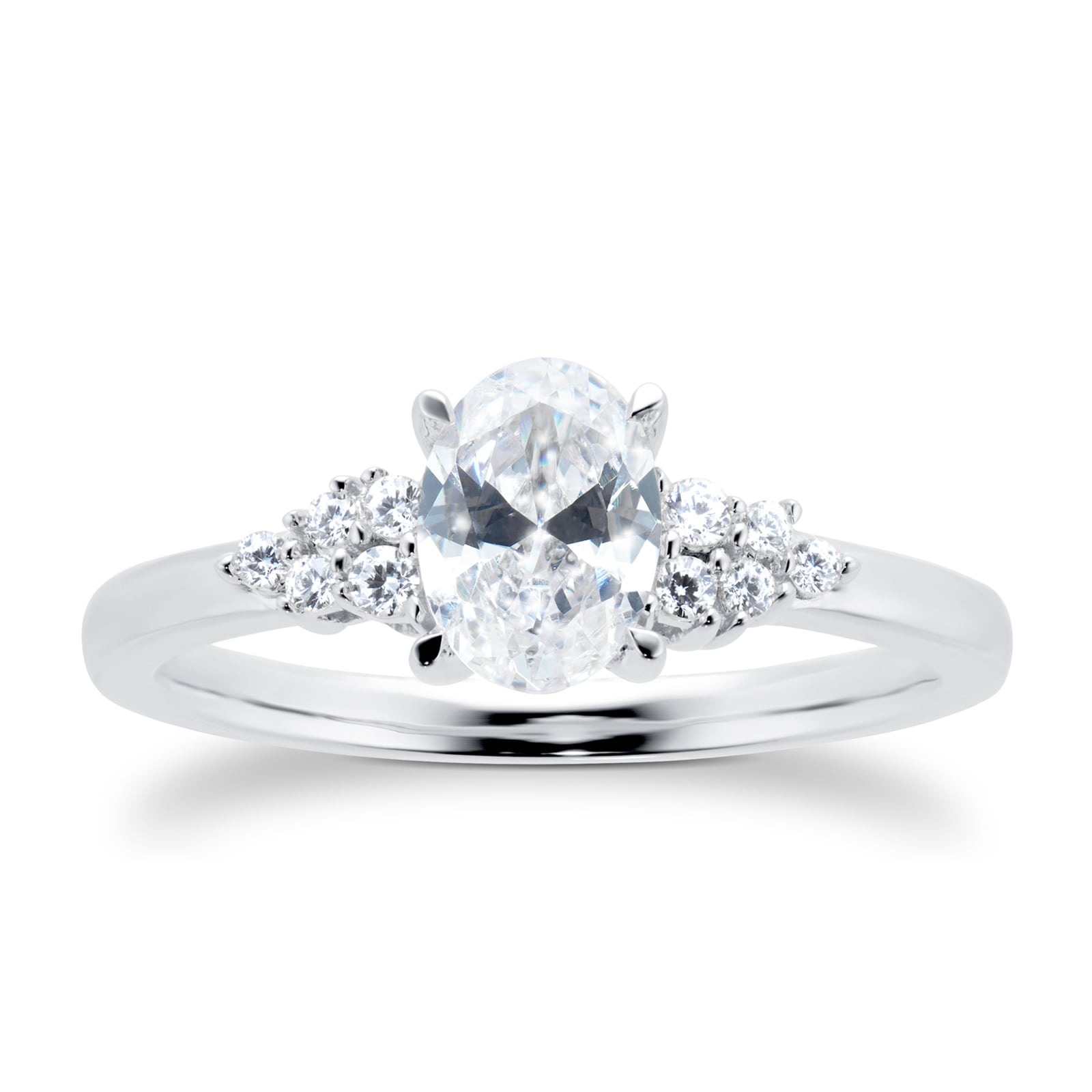 Platinum 0.70cttw Diamond Oval Cut Scatter Ring - Ring Size I