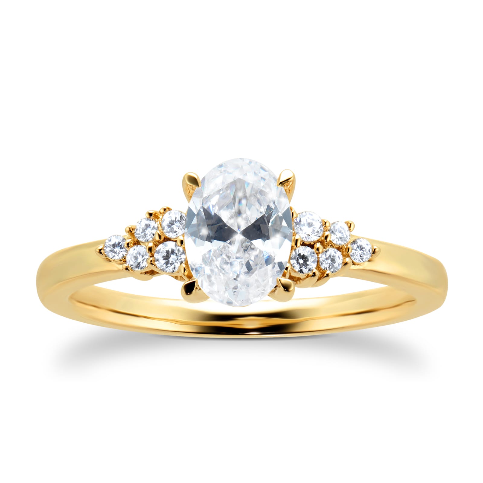 18ct Yellow Gold 0.70cttw Diamond Oval Cut Scatter Ring