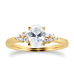 Goldsmiths 18ct Yellow Gold 0.70cttw Diamond Oval Cut Scatter Ring
