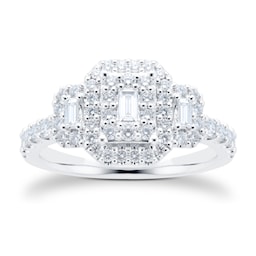 06019063 - 18ct White Gold 0.75cttw Diamond Emerald Cluster Ring