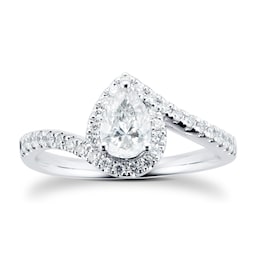 06019064 - 18ct White Gold 0.75cttw Diamond Pear Cut Halo Ring