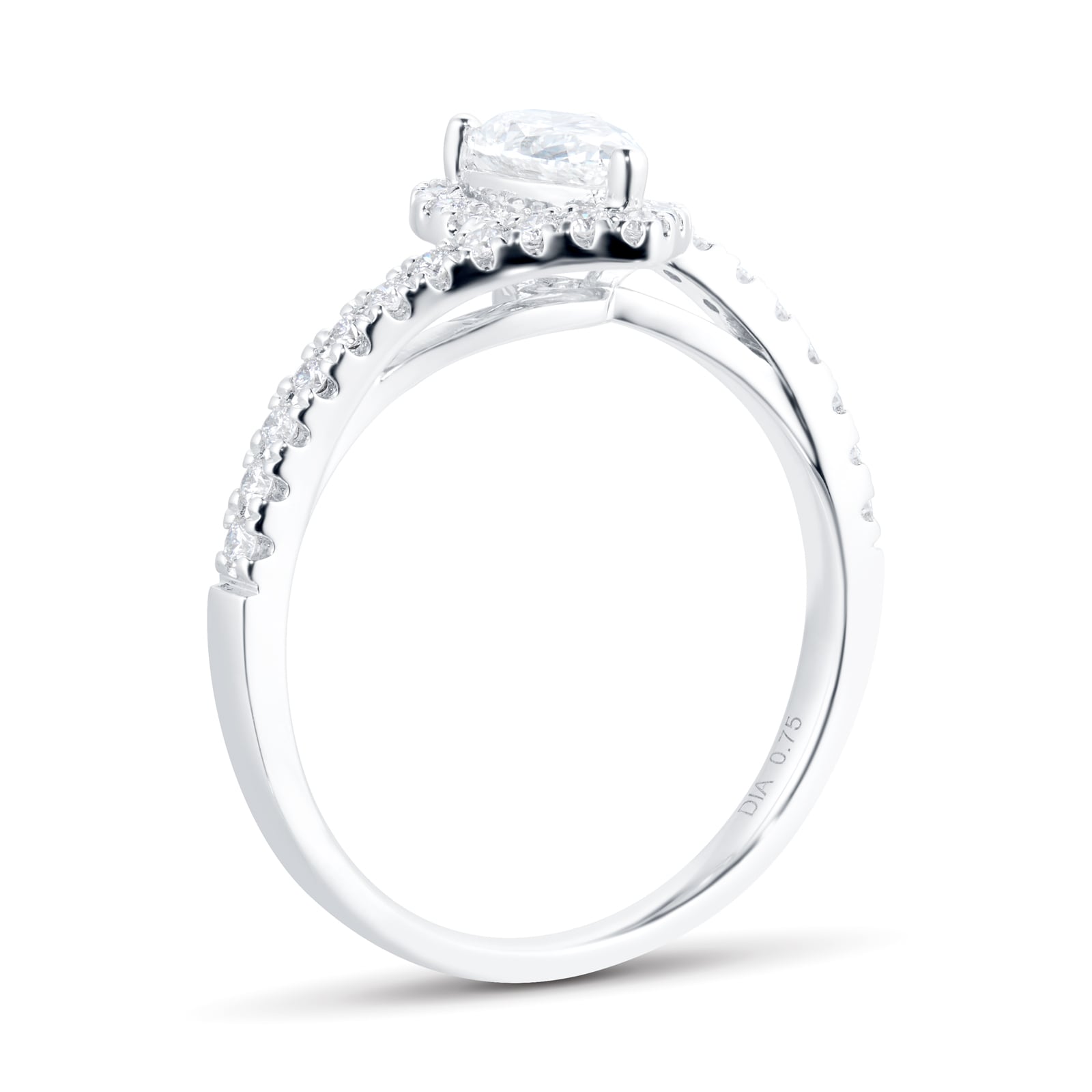 Goldsmiths 18ct White Gold 0.75cttw Diamond Pear Cut Halo Ring
