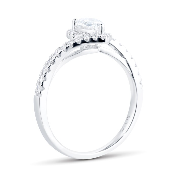 Goldsmiths 18ct White Gold 0.75cttw Diamond Pear Cut Halo Ring