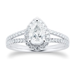 06019065 - Platinum 1.00cttw Diamond Pear Cut Halo Ring