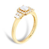 Goldsmiths 18ct Yellow Gold 0.75cttw Diamond Emerald Cut Halo Ring