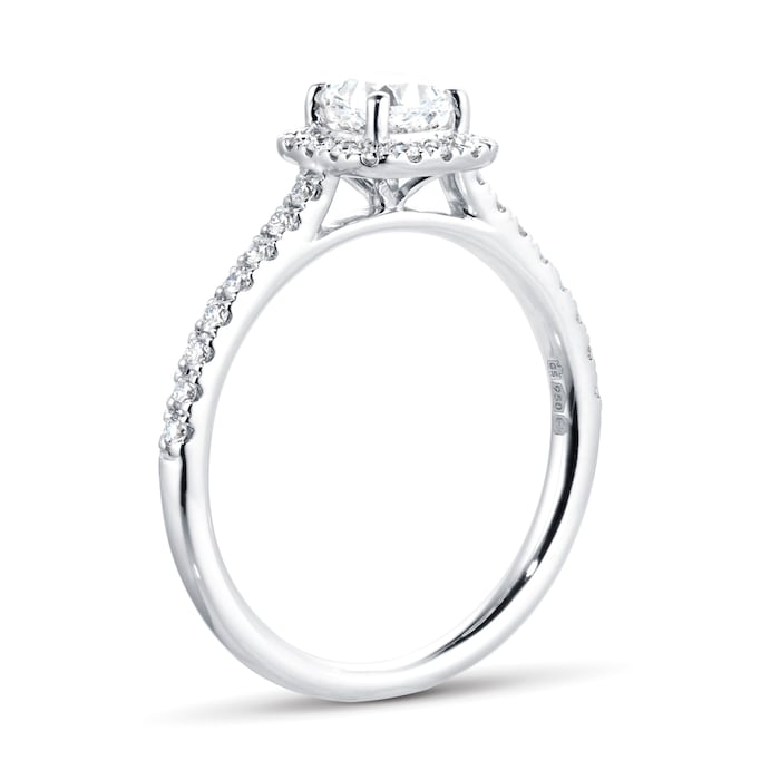 Goldsmiths Platinum 0.75cttw Diamond Cushion Cut Halo Ring