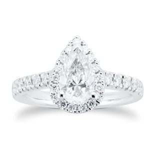 Goldsmiths Platinum 1.00cttw Diamond Pear Cut Halo Ring