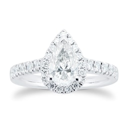 06019082 - Platinum 1.00cttw Diamond Pear Cut Halo Ring