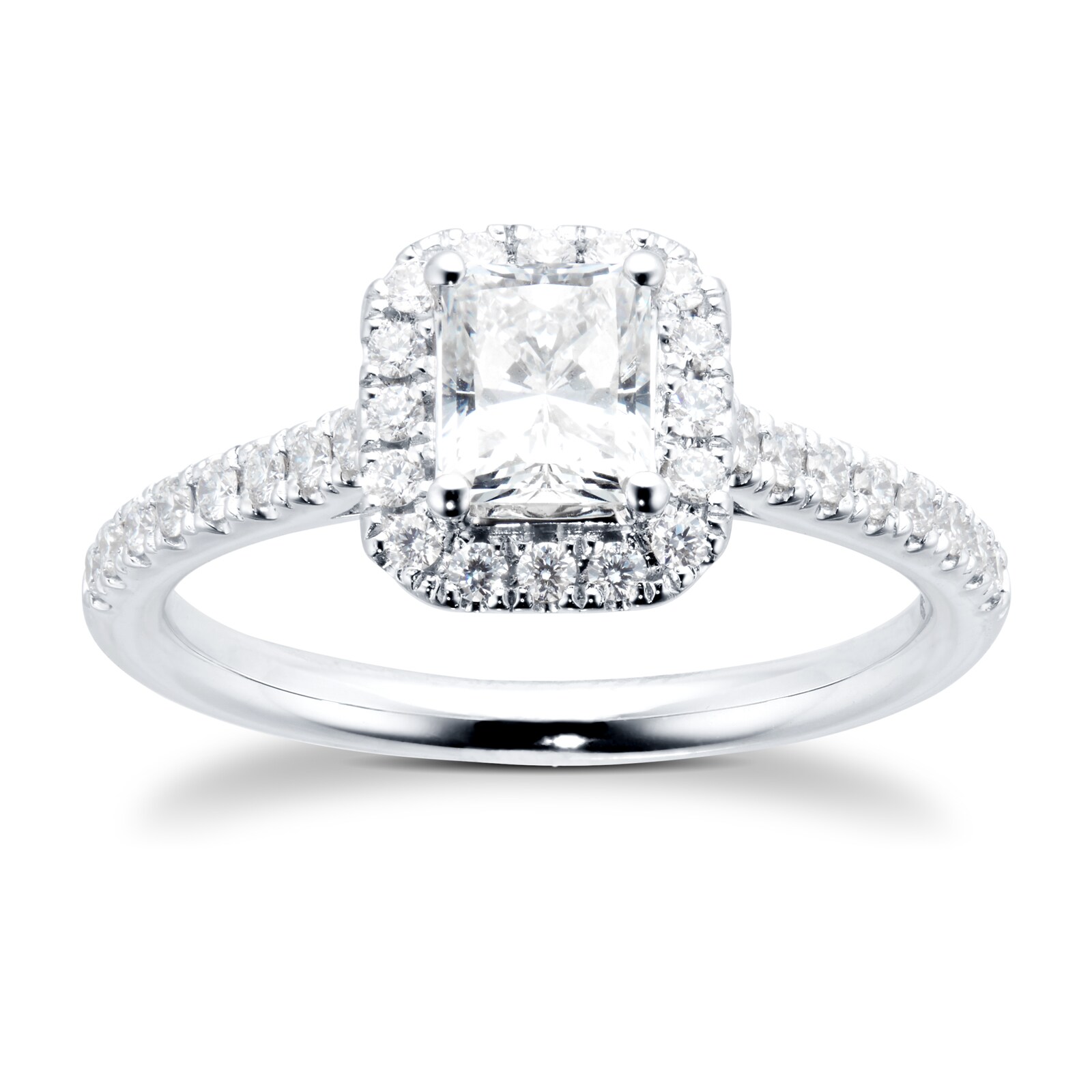 Goldsmiths Platinum 1.00cttw Diamond Radiant Cut Halo Ring Goldsmiths Platinum 1.00cttw Diamond Radiant Cut Halo Ring
