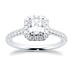 Goldsmiths Platinum 1.00cttw Diamond Radiant Cut Halo Ring