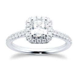 06019083 - Platinum 1.00cttw Diamond Radiant Cut Halo Ring