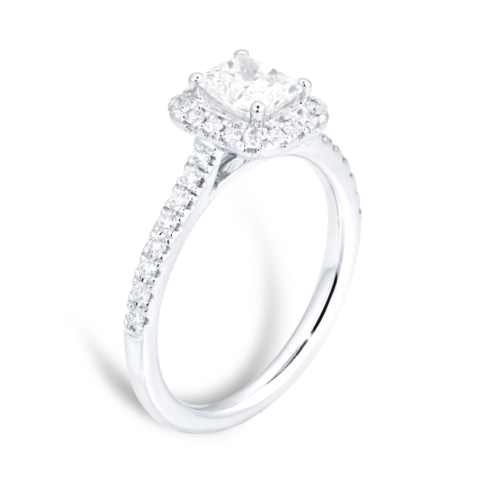 Goldsmiths Platinum 1.00cttw Diamond Radiant Cut Halo Ring