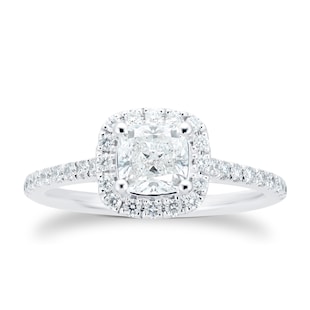Goldsmiths Platinum 1.20cttw Diamond Cushion Cut Halo Ring