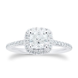 06019084 - Platinum 1.20cttw Diamond Cushion Cut Halo Ring