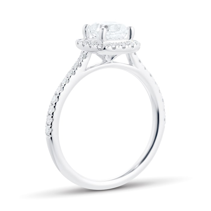 Goldsmiths Platinum 1.20cttw Diamond Cushion Cut Halo Ring